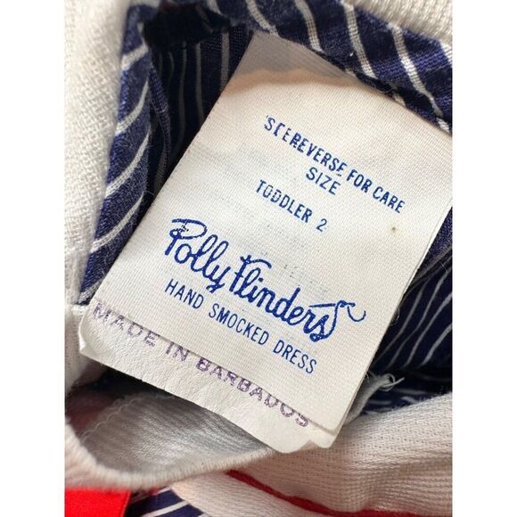 VTG Polly Flinders Hand Smocked Sailor Dress Toddler Size 2T 4th Of July - Picture 3 of 7